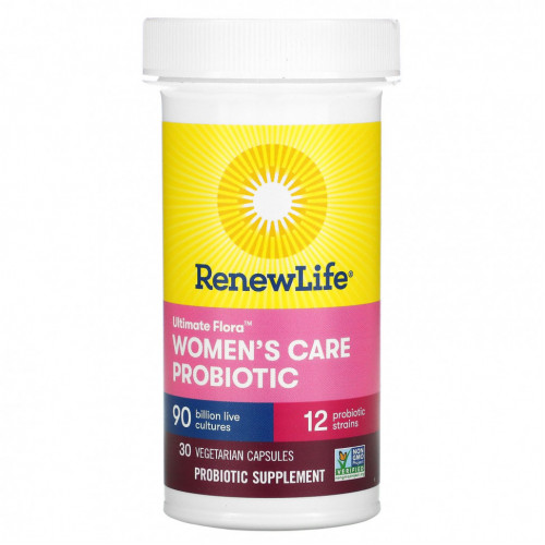 Renew Life, Ultimate Flora, пробиотик Women's Care для женщин, 90 млрд живых культур, 30 вегетарианских капсул