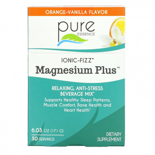 Pure Essence, Ionic-Fizz, Magnesium Plus, апельсин и ваниль, 30 пакетиков по 5,7 г (0,2 унции)