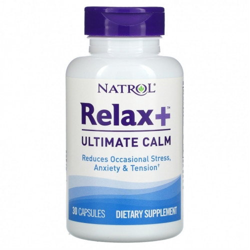 Natrol, Relax +, Ultimate Calm, средство для снижения стресса, 30 капсул