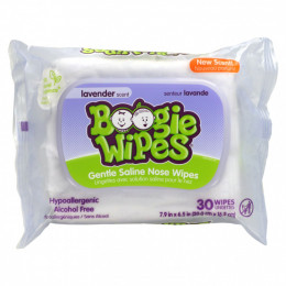 Boogie Wipes, Нежные солевые салфетки для носа, аромат лаванды, 30 салфеток