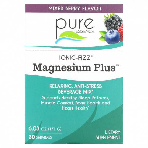 Pure Essence, Magnesium Plus, расслабляющая, антистрессовая смесь для напитков, ягодная смесь, 171 г (6,03 унции)