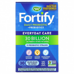 Nature's Way, Fortify, Daily Probiotic + Prebiotics, Everyday Care, 30 Billion CFU, 30 Delayed-Release Veg. Capsules