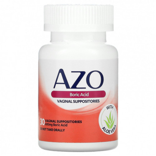 Azo, Boric Acid, Vaginal Supositories, 600 mg, 30 Suppositories