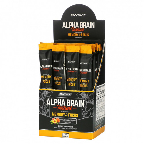 Onnit, Alpha Brain Instant, Natural Peach, 30 Packets, 0.13 oz (3.6 g) Each