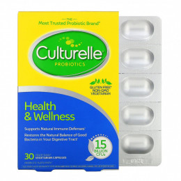 Culturelle, Пробиотики, здоровье и хорошее самочувствие, 15 миллиардов КОЕ, 30 вегетарианских капсул для приема один раз в день