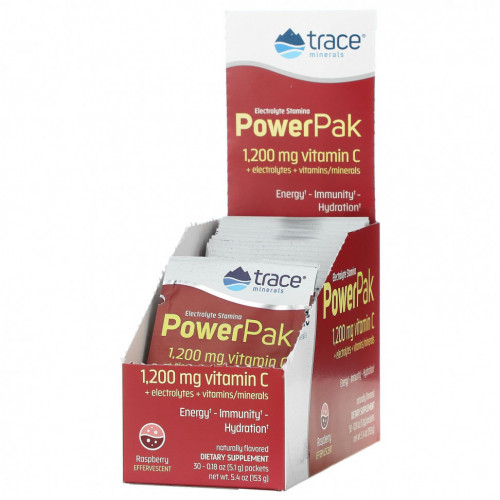 Trace Minerals ®, Electrolyte Stamina PowerPak, малиновый, 30 пакетиков по 5,1 г (0,18 унции)