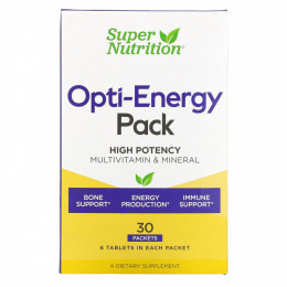 Super Nutrition, Opti-Energy Pack, мультивитаминная / минеральная добавка, 30 пакетиков (6 таблеток в каждом)