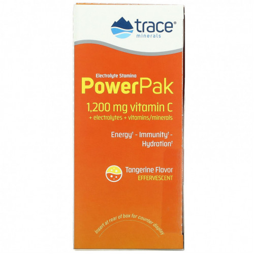 Trace Minerals ®, электролит для повышения выносливости, PowerPak, со вкусом мандарина, 30 пакетиков по 5 г (0,18 унции)