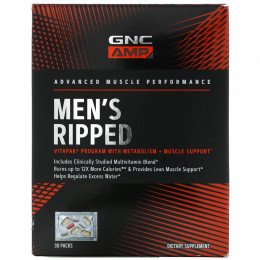 GNC, AMP, Men's Ripped Vitapak Program, мультивитамины для мужчин, для метаболизма и поддержки мышц, 30 пакетиков