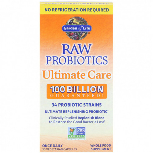 Garden of Life, RAW Probiotics Ultimate Care, 30 вегетарианских капсул