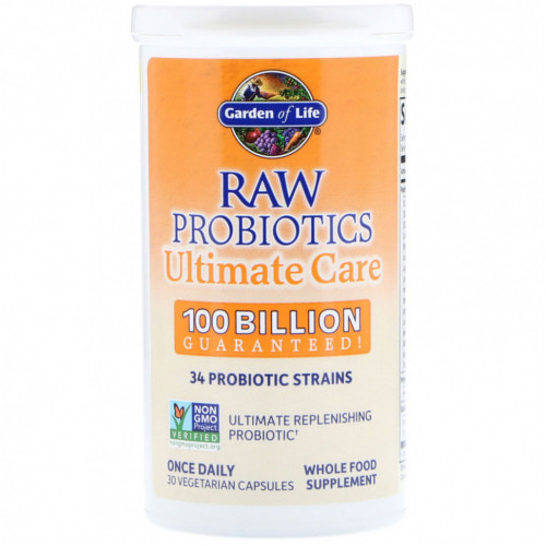 Garden of Life, RAW Probiotics Ultimate Care, 30 вегетарианских капсул