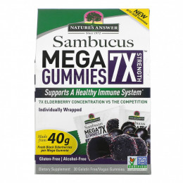 Nature's Answer, Sambucus Mega Gummies 7X Strength, черная бузина, 30 вегетарианских жевательных мармеладок без желатина