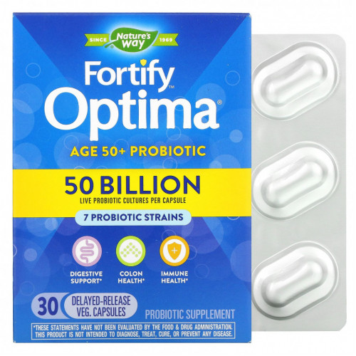 Nature's Way, Fortify Optima Probiotic, Adult 50+, 50 Billion, 30 Delayed Release Vegetarian Capsules