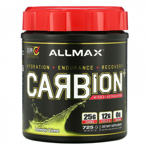 ALLMAX Nutrition, CARBion + с электролитами, лимон и лайм, 725 г (30,7 унции)