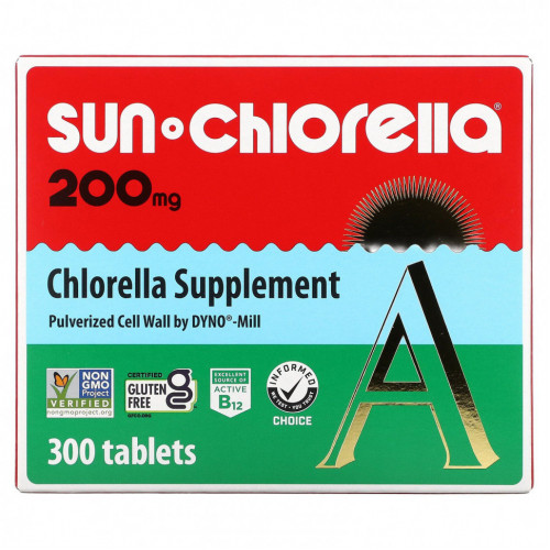 Sun Chlorella, Добавка с хлореллой, 200 мг, 300 таблеток