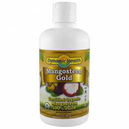 Dynamic Health Laboratories, Mangosteen Gold, сертифицированный органический 100% сок мангостана, 946 мл (32 жидк. унции)