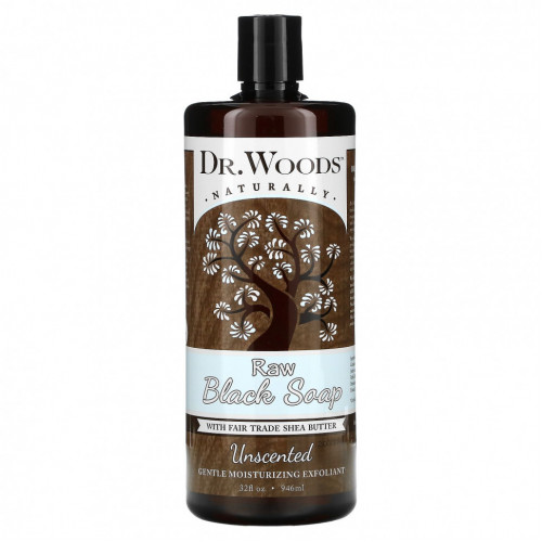 Dr. Woods, Raw Black Soap with Fair Trade Shea Butter, Unscented, 32 fl oz (946 ml)