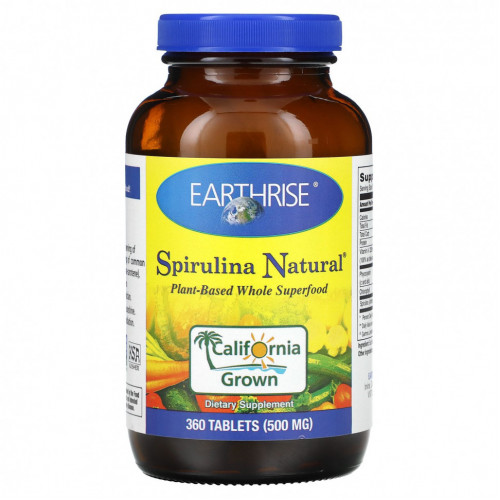 Earthrise, Spirulina Natural, добавка со спирулиной, 500 мг, 360 таблеток