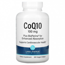 Lake Avenue Nutrition, CoQ10 Plus BioPerine, 100 мг, 365 растительных капсул