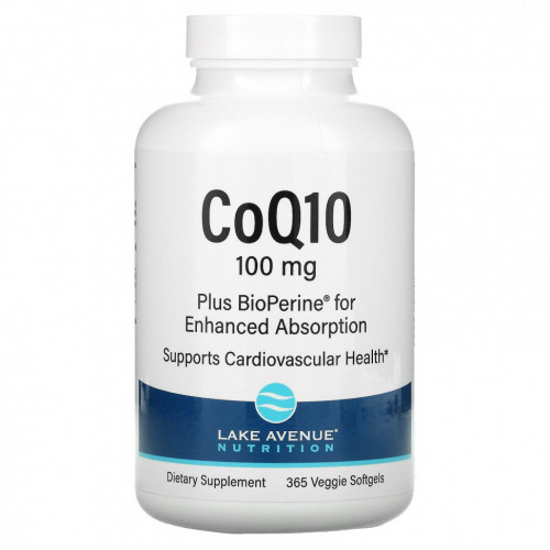 Lake Avenue Nutrition, CoQ10 Plus BioPerine, 100 мг, 365 растительных капсул