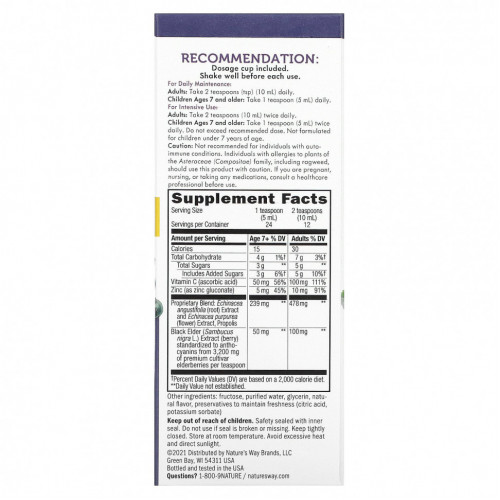 Nature's Way, сироп с бузиной для поддержания иммунитета, стандартизированная бузина, 120 мл (4 жидк. унции)