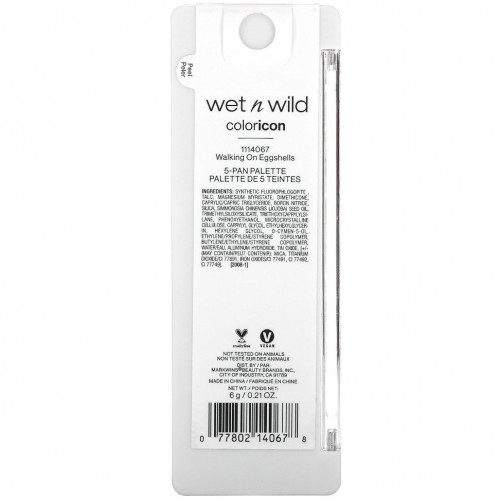 Wet n Wild, Color Icon, палитра теней из 5 оттенков, Walking On Eggshell, 6 г (0,21 унции)