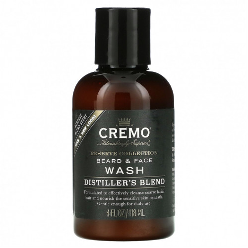 Cremo, Reserve Collection, средство для мытья бороды и лица, Distiller's смесь, смесь Reserve, 118 мл (4 жидк. Унции)