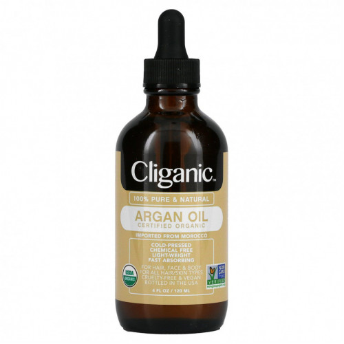 Cliganic, 100% чистое и натуральное аргановое масло, 120 мл (4 жидк. унции)