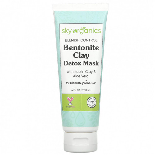 Sky Organics, Blemish Control, Bentonite Clay Detox Mask, 4 fl oz (118 ml)