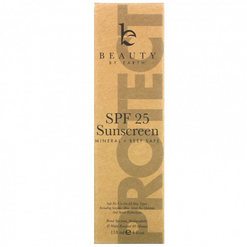 Beauty By Earth, Mineral Sunscreen, SPF 25, 4 fl oz (118 ml)