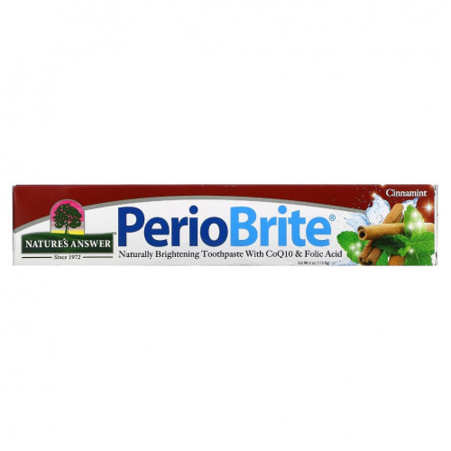 Nature's Answer, PerioBrite, натуральная осветляющая зубная паста с коэнзимом Q10 и фолиевой кислотой, корица и мята, 113,4 г (4 унции)