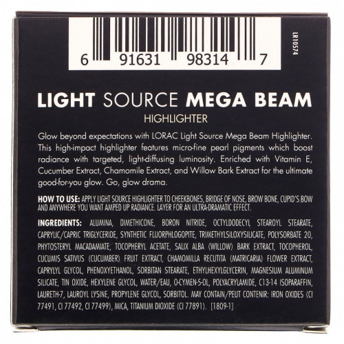 Lorac, Light Source, хайлайтер Mega Beam, оттенок «Свет небес», 6,5 г