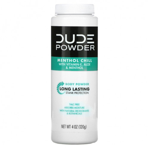 Dude Products, Пудра, пудра для тела, ментоловый холод, 4 унции (120 г)