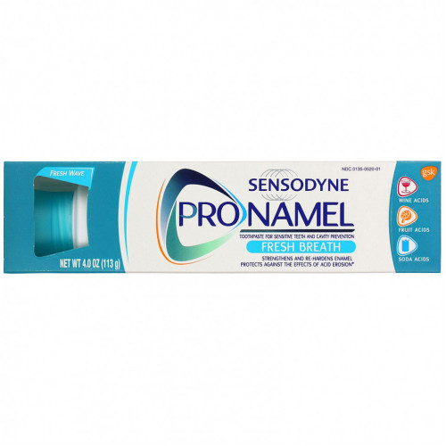 Sensodyne, ProNamel, зубная паста, «Свежее дыхание», волна свежести, 113 г