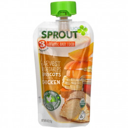 Sprout Organic, Детское питание, для детей от 8 месяцев, абрикосы с курицей, 4 унции (113 г)