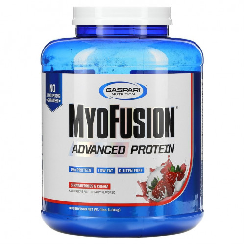 Gaspari Nutrition, MyoFusion, улучшенный протеин, клубника и сливки, 1,81 кг (4 фунта)