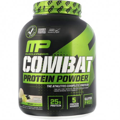 MusclePharm, Белковый порошок Combat, ваниль, 4 фунта (1814 г)