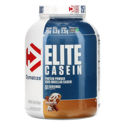 Dymatize Nutrition, Elite Casein, со вкусом булочки с корицей, 1,8 кг (4 фунта)