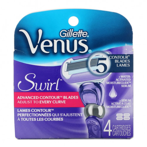 Gillette, Сменные кассеты для бритья Venus, Swirl, 4 кассеты