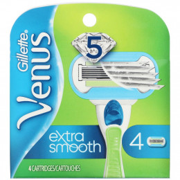 Gillette, Сменные кассеты для бритья Venus, Extra Smooth, 4 кассеты