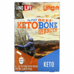 Lonolife, Keto Broth, говядина, 4 пакетика, 76 г (2,68 унции)