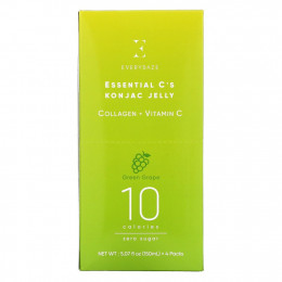 Everydaze, Essential C's Konjac Jelly, зеленый виноград, 4 пакетика по 5,07 жидких унций (150 мл) каждый