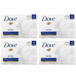 Dove, Мыло Beauty Bar, глубокое увлажнение, белое, 4 шт., По 106 г (3,75 унции)