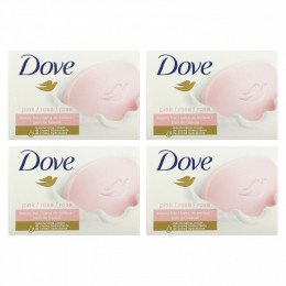 Dove, Мыло Beauty Bar с глубоким увлажнением, розовое, 4 насадки по 4 унции (113 г) каждая