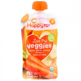 Happy Family Organics, Organics Happy Tot, «Вкусные овощи», органическое пюре из моркови, бананов, манго и батата, 120 г