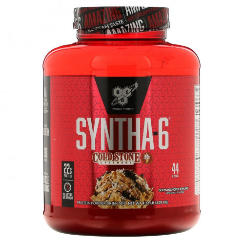 BSN, Syntha-6, Cold Stone Creamery, немецкий шоколадный кекс, 4,56 фунта (2,07 кг)