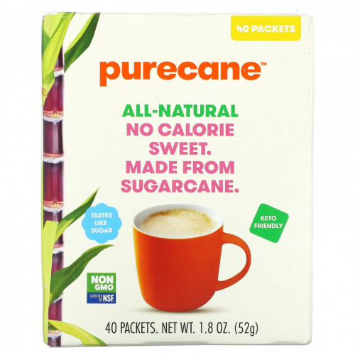 Purecane, Бескалорийное сладкое, 40 пакетиков по 1,3 г