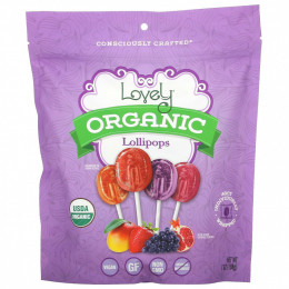 Lovely Candy, Organic Lollipops, Assorted Fruit, 40 Individually Wrapped