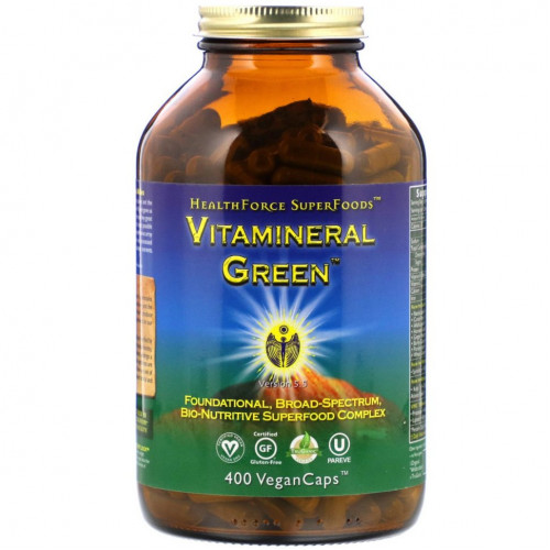 HealthForce Superfoods, Vitamineral Green, версия 5.5, 400 веганских капсул