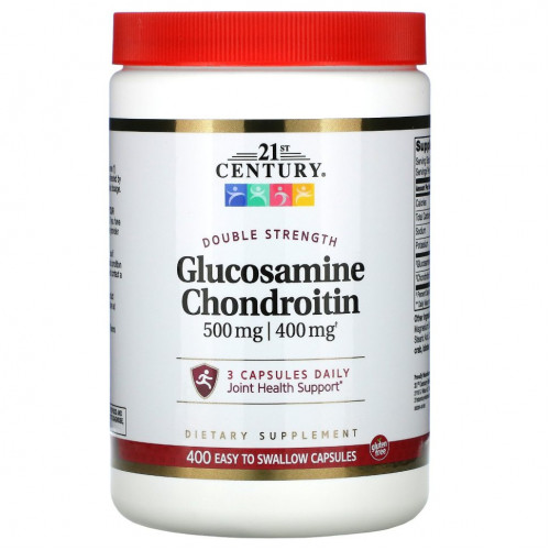 21st Century, глюкозамин и хондроитин, двойная сила, 500 мг / 400 мг, 400 капсул, которые легко глотать